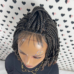 Handmade Box Braid Braided Lace Front Wig With Curly Ends Color 1b/30 Ombre