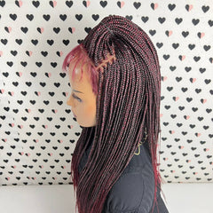 Ready To Ship Braided Wig Lace Frontal Small Box Braids Lace Front Wig Ombre Red