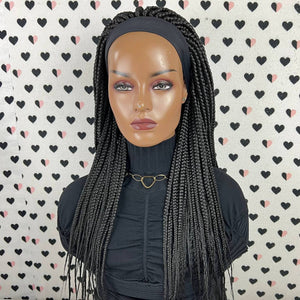 Diadema peluca trenzada banda para la cabeza peluca caja trenzas pelucas para mujeres negras 1b 24 pulgadas