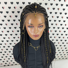 Cornrows Braided Wig With Baby Hairs Box Braid Lace Front Wigs For Black Women
