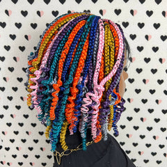 Multicolor Short Curls Curly Box Braids Braided Lace Front Wig For Black Women