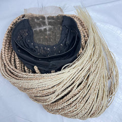 Short Box Braid Braided Wig Braids Lace Front Wigs Color 27/613 Ombre 18 inches