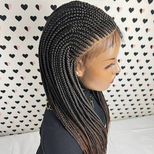 All Back Cornrow Wigs Braided Lace Front Wig 13x4 Lace Frontal Box Braids 1b/30