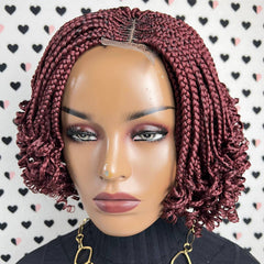 Curly Box Braids Handmade Braid Curls Braided Lace Front Wig Ombre