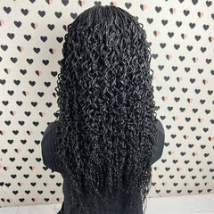 Curly Braided Wig Small Box Braids Lace Frontal Wavy Curls Lace Front Wigs