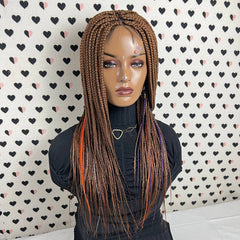 Box Braid Lace Closure Braided Wig Braids Lace Front Wigs Multi Mixed Color