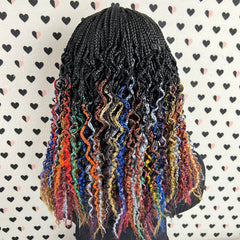 Pelucas rizadas trenzadas de las trenzas de la caja de los rizos ondulados del cierre del cordón para las mujeres negras