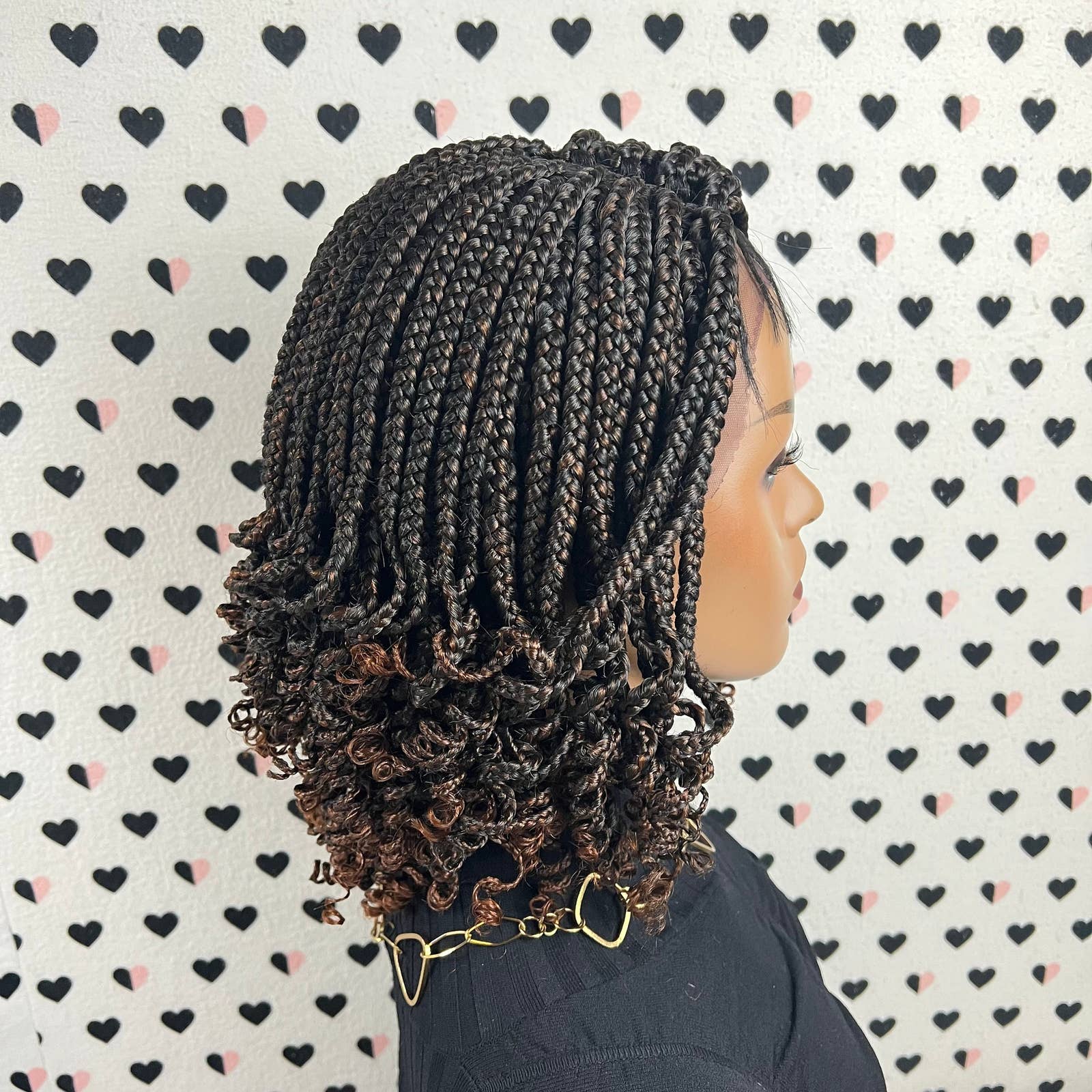 Short Curls Curly Box Braid Wigs For Black Women Braided Lace Front Wig Ombre 30