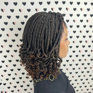 Pelucas rizadas cortas de la trenza de la caja de los rizos para las mujeres negras peluca trenzada del frente del cordón Ombre 30