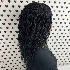 Wavy Curls Curly Braids Cornrows Box Braided Wigs For Black Women Closure Wig