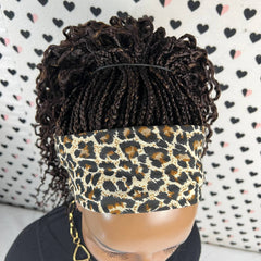 Curly Braids Headband Wig Braided Head Band Wig Medium Braid Box Braids Wigs For Black Women With Wavy Curls