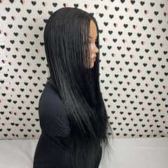 Micro Million Twist Wig Tiny Twists Lace Closure Frontal Braided Wig Black
