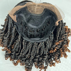 Handmade Box Braid Braided Lace Front Wig With Curly Ends Colors 1b/30 ombre