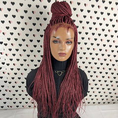 Ready To Ship Braided Wig Lace Frontal Small Box Braids Lace Front Wig 24 Inches