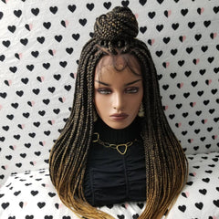 Peluca trenzada con caja frontal de encaje 13x4 para mujeres negras 1b/27