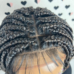 Handmade Box Braid Braided Lace Front Wig With Curly Ends Color 1b/30 Ombre