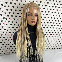 C Cut Cornrow Feedin Box Braids Braided Lace Front Braid Wigs Color 27/613 Ombre