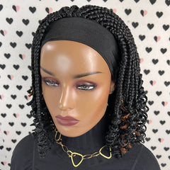 Headband Wig Curly Braided Head Band Box Braids Wigs For Black Women With Curls