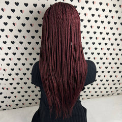 Box Braids Cornrows Fulani Feedin Braided Lace Front Braid Wigs Color Burgundy Red 18 Inches