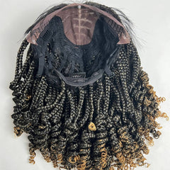 Ready To Ship Box Braid Braided Lace Front Wig With Curly Ends Color 1b/27 Ombre