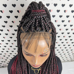 Lace Frontal Box Braids Wig Braided Lace Front Wigs For Black Women Ombre Red