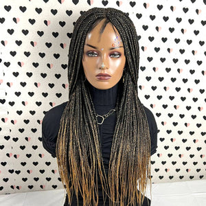 Ombre Braided Wig Box Braid Wig Lace Front Wigs Color 1b/27 Ombre 26 Inches