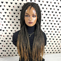 Ombre Braided Wig Box Braid Wig Lace Front Wigs Color 1b/27 Ombre 26 Inches