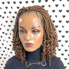 Short Curls Curly Box Braids Braided No Part Lace Front Wig For Black Women