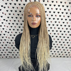C Cut Cornrow Feedin Box Braids Braided Lace Front Braid wigs Color 613 Ombre