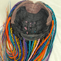 MultiColor Box Braided Wig Lace Closure Frontal Hand Braided Handmade Braids