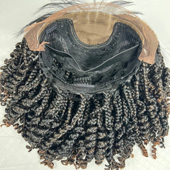 Handmade Box Braid Braided Lace Front Wig With Curly Ends Color 1b/30 Ombre