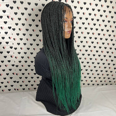 Lace Frontal Twist Braided Wig Senegalese Medium Twisted Braids Wigs 1b/Green Ombre