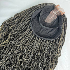 Wavy Curls Box Braid Braided Lace Front Frontal Wig With Curly Ends 1b/27 Ombre