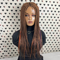 Box Braid Lace Closure Braided Wig Braids Lace Front Wigs Multi Mixed Color