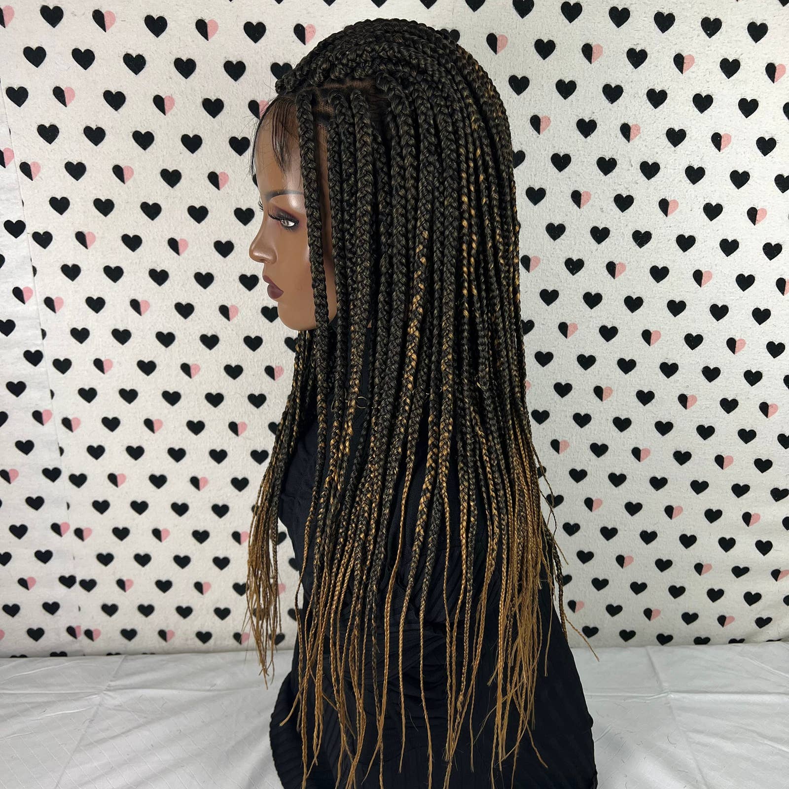 Peluca trenzada con trenzas frontales de caja Ombre de encaje 13x4 para mujeres negras 1b/27 24 pulgadas
