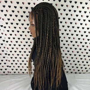 13x4 Lace Frontal Ombre Box Braids Braided Wig For Black Women 1b/27 24 Inches