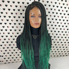 Pelucas trenzadas del frente del cordón de la peluca trenzada de las trenzas de la caja verde del cordón 13x4 para las mujeres negras