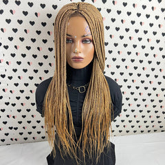 No Part Braid Lace Wig Hand Braided Box Braids Lace Front Wig Color 27