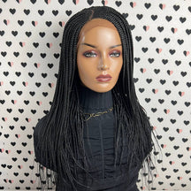 Cornrow Braid C Cut Cornrows Peluca trenzada Caja Trenzas Encaje Frente Peluca Unidad Color 1b Negro 20 pulgadas