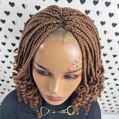Short Curls Curly Box Braids Braided No Part Lace Front Wig For Black Women