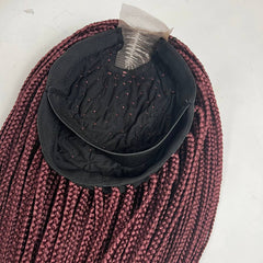 Box Braids Cornrows Fulani Feedin Braided Lace Front Braid Wigs Color Burgundy Red 18 Inches