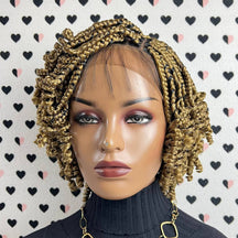 Peluca delantera de encaje trenzado con trenzas de caja rizadas y rizos cortos para mujeres negras colores 27