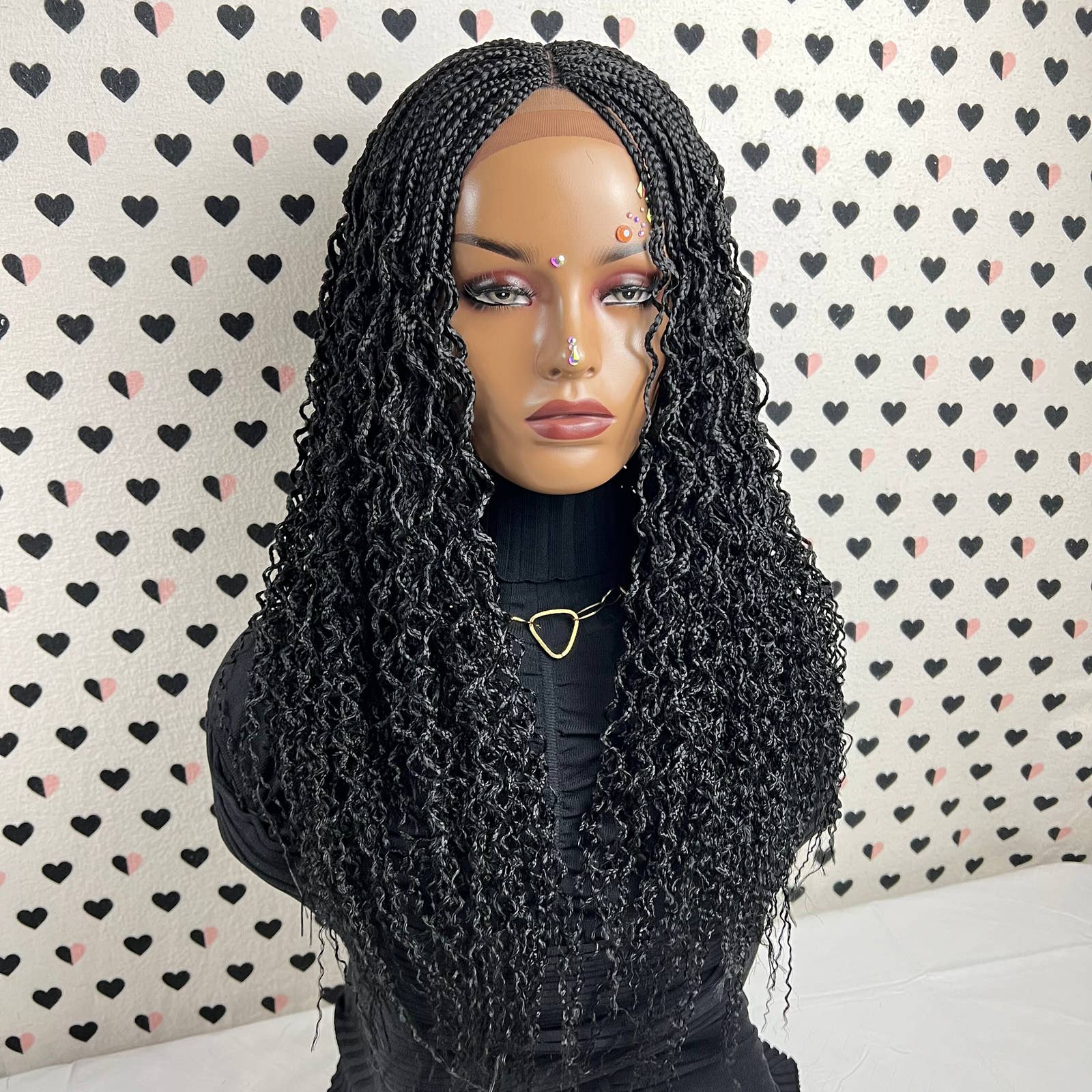 Curly Braided Wig Small Box Braids Lace Frontal Wavy Curls Lace Front Wigs