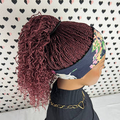 Trenzas rizadas torcidas, peluca con diadema, banda para la cabeza trenzada, pelucas trenzadas pequeñas retorcidas, color rojo