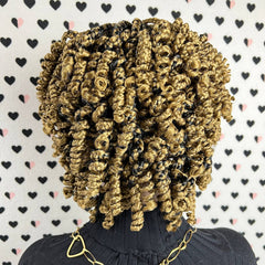 Short Curls Curly Box Braids Braided Lace Front Wig For Black Women Colors 27 Golden Blond Mixed With Black