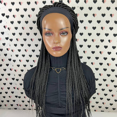 Diadema peluca trenzada banda para la cabeza peluca caja trenzas pelucas para mujeres negras 1b 24 pulgadas