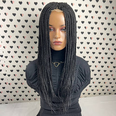 Short Box Braid Braided Wig Braids Lace Front wigs Color 1b Black 18 inches