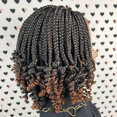 Handmade Box Braid Braided Lace Front Wig With Curly Ends Colors 1b/30 ombre