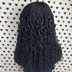 Wavy Curls Curly Braids Cornrows Box Braided Wigs For Black Women Closure Wig