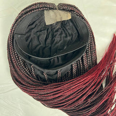 Box Braid Handmade Braids Braided Lace Closure Front Wig Small Braids Ombre Red